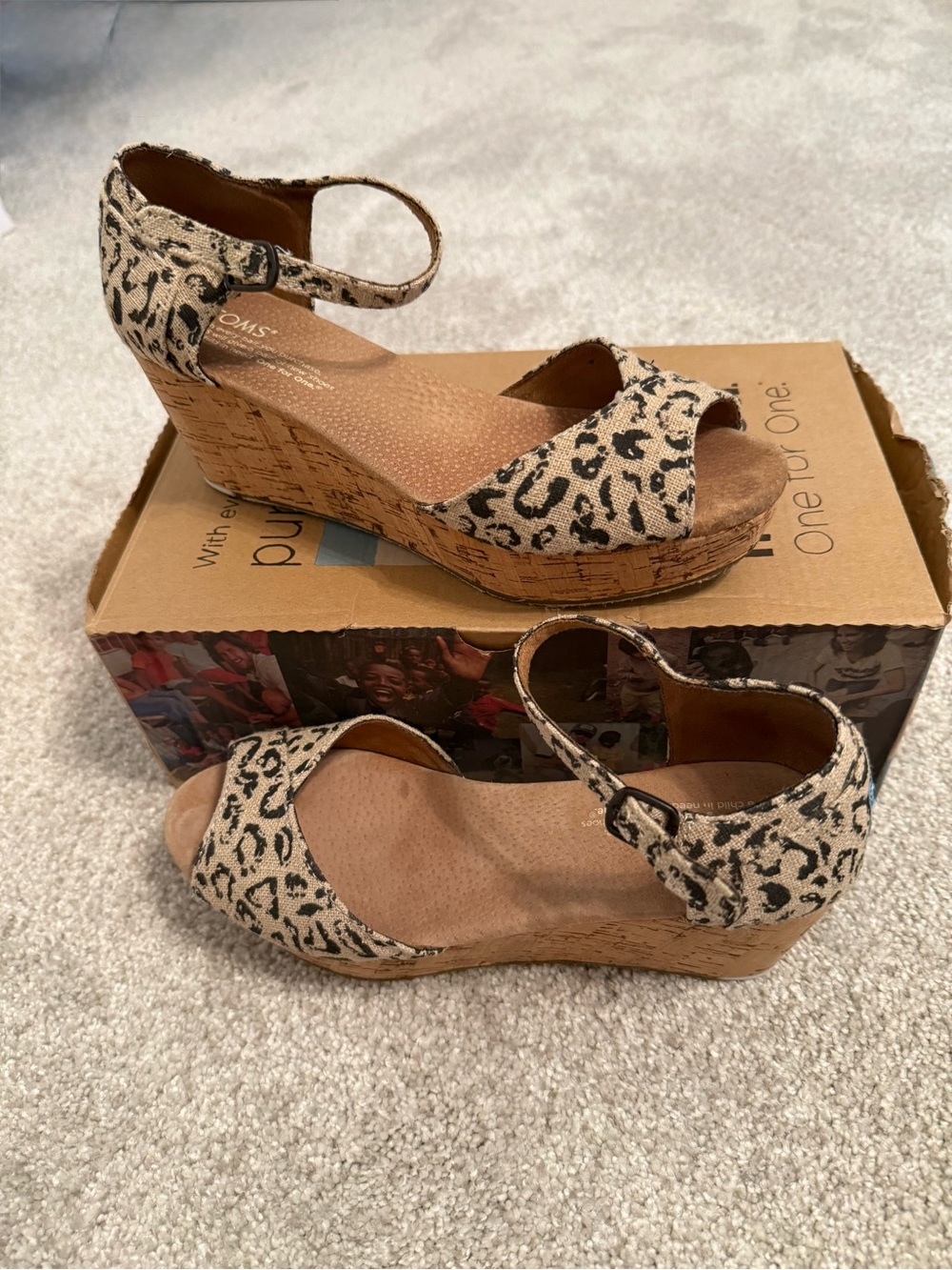 Toms Leopard Print Wedge Sandals - 6.5